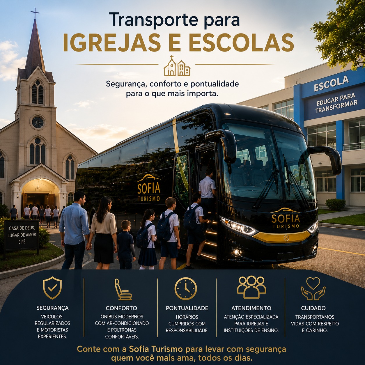 Transporte para igrejas e escolas